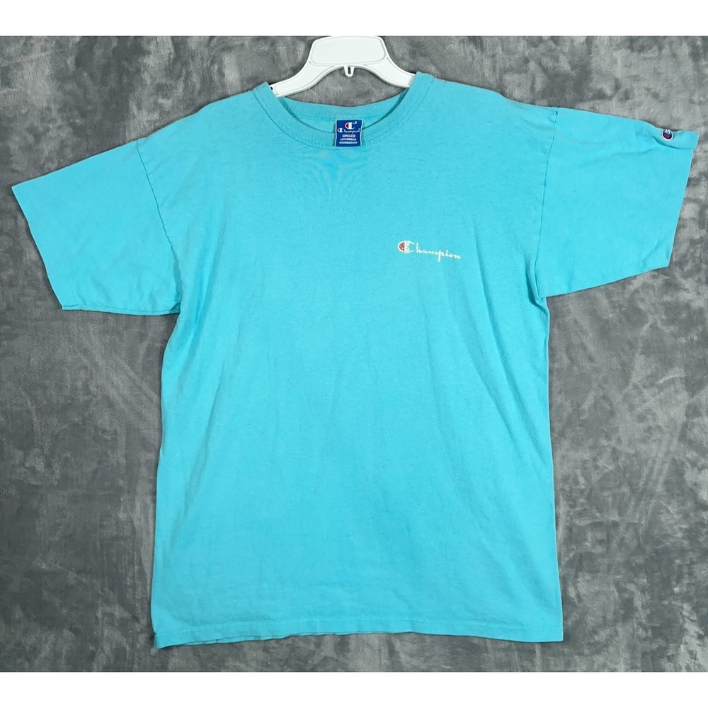 Vintage Champion T Shirt Mens XL Turquoise Blue 80s 90s Made In USA Crewneck
